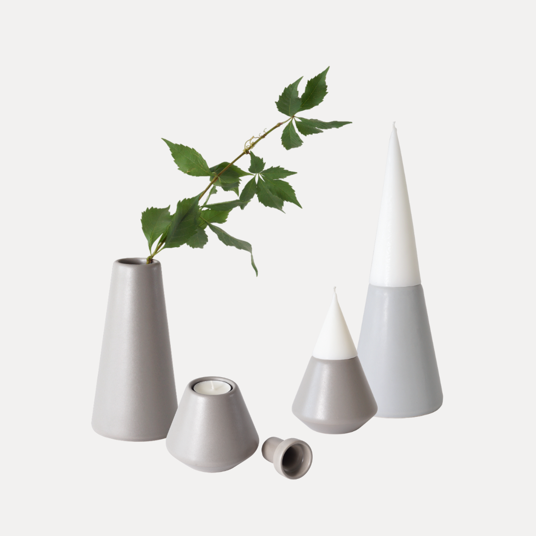 Vulcano Candle Holder - L Medium Gray
