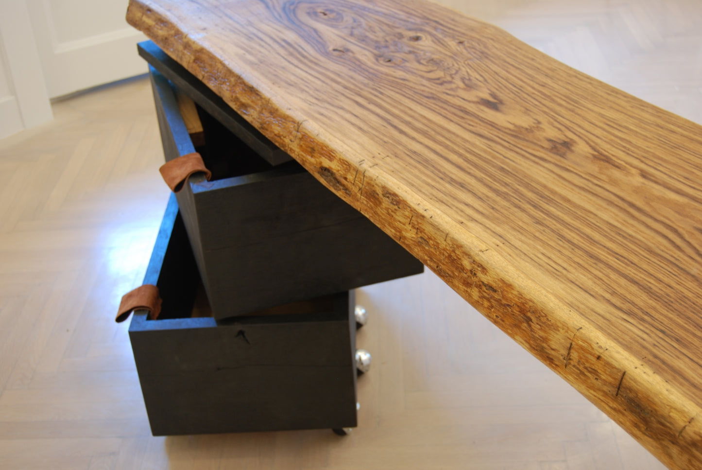 Oak Desk with Swivel Drawers