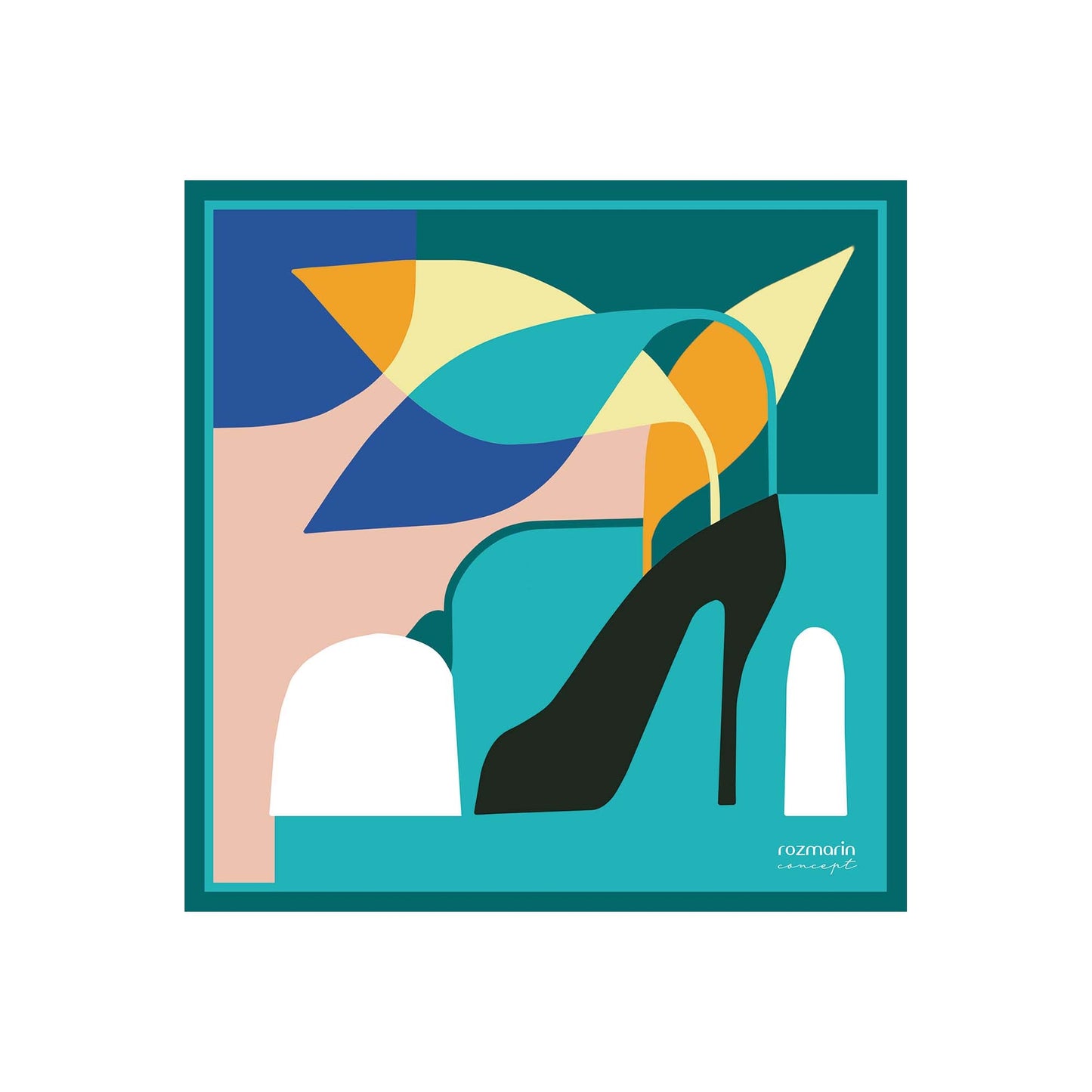 "Stiletto Garden" Scarf 45x45cm + box