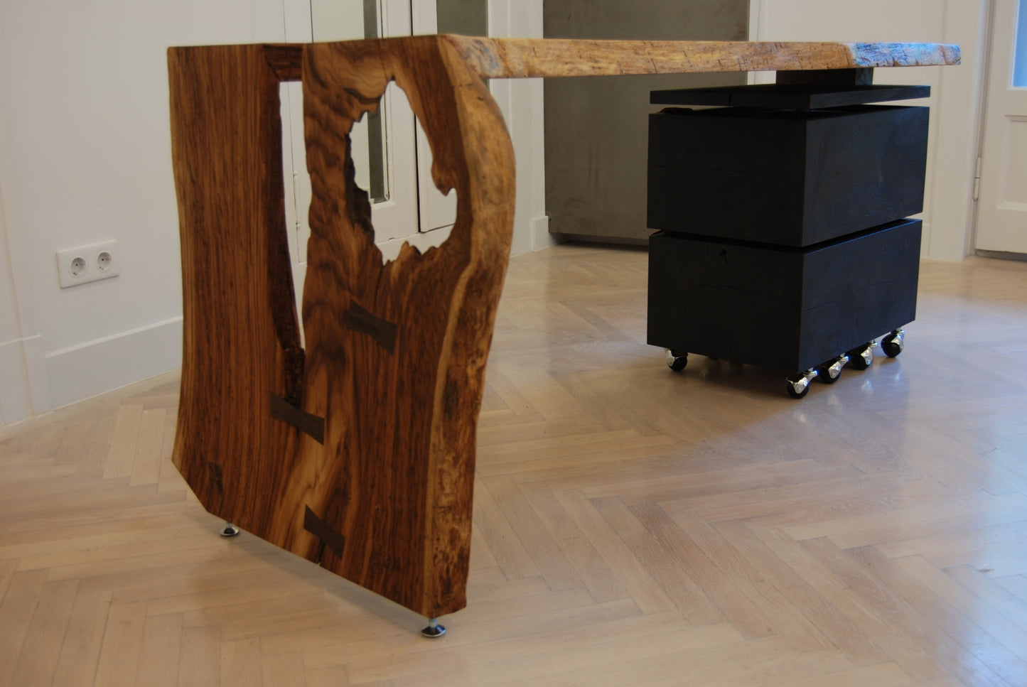 Oak Desk with Swivel Drawers