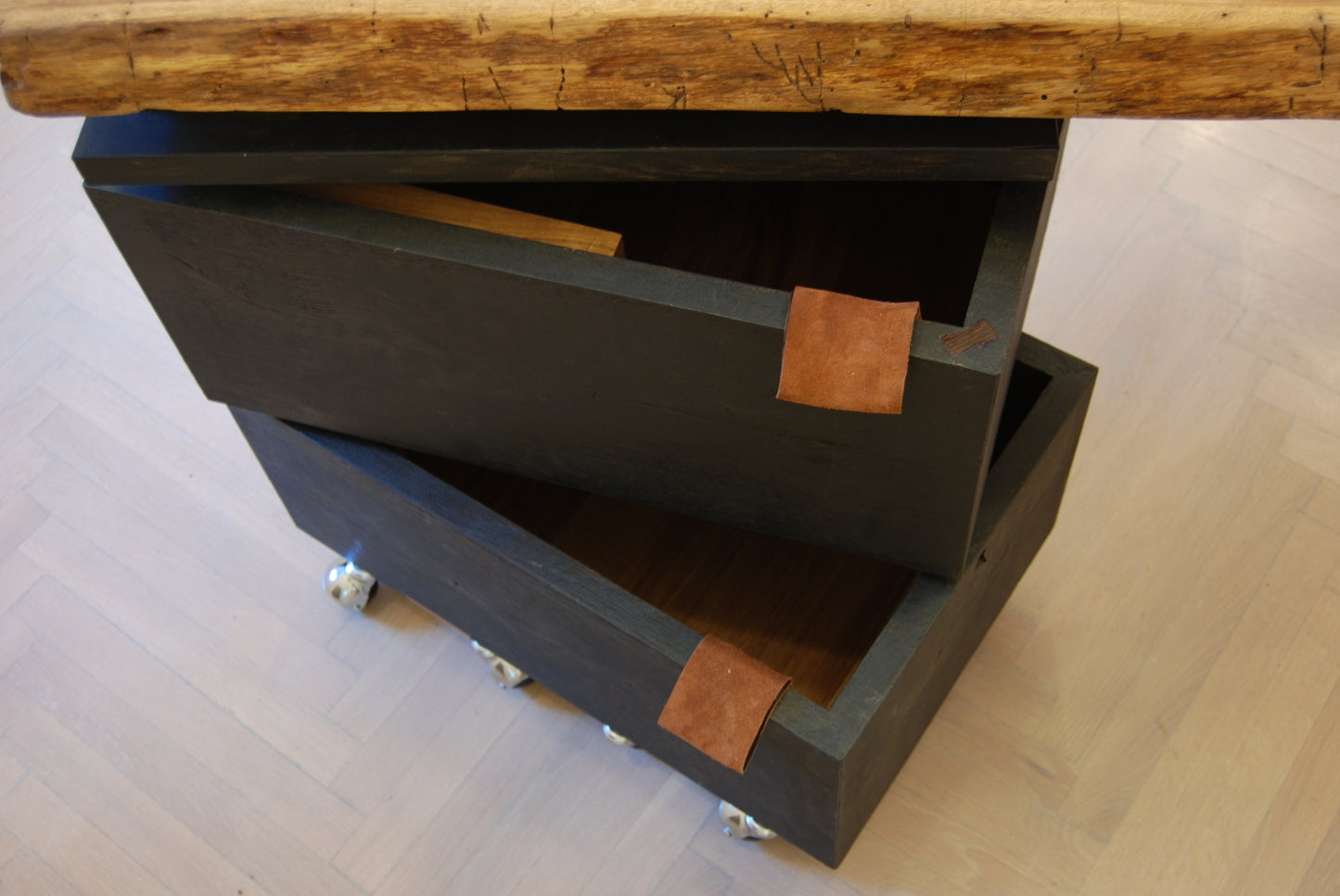 Oak Desk with Swivel Drawers